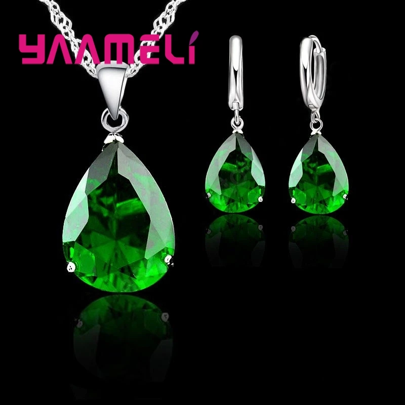 Винтаж 925 стерлингового серебра с подвеской в виде капли воды серьги колец