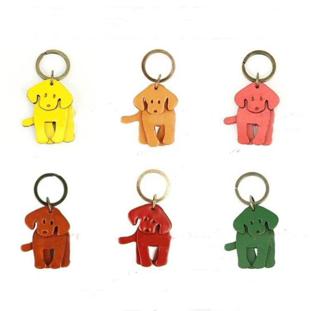 Ремесленный кожаный ремешок кольцо для ключей украшение собаки высекальный нож