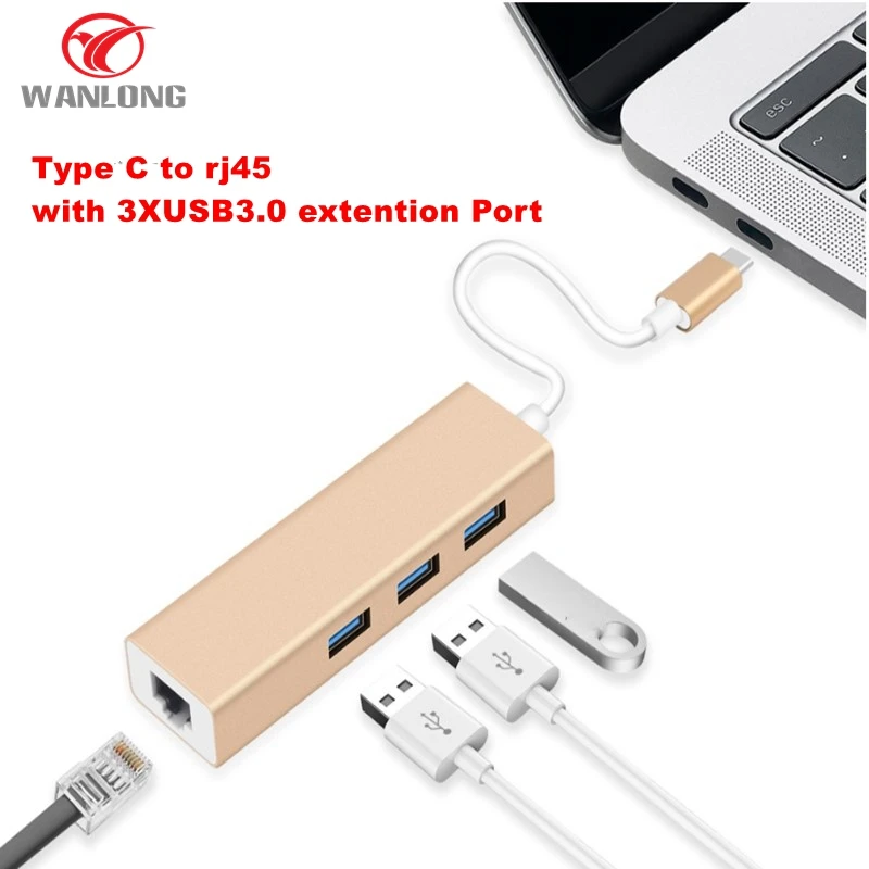 Тип C до Rj45 адаптер 3 * USB 0 Порты и разъёмы с worknet карты 1000Mbp/s сетевой проводной сети