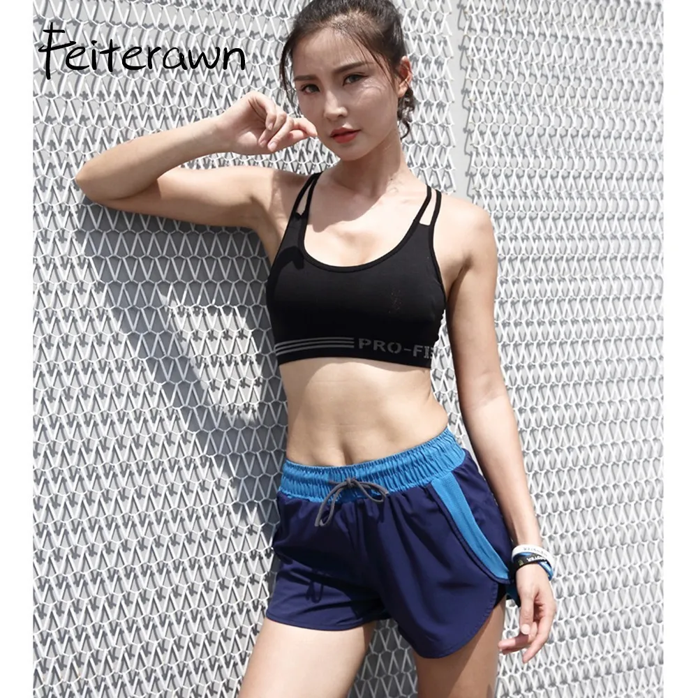 Feiterawn 2019 Спортивные шорты женский поддельные два анти-легкий спортивный