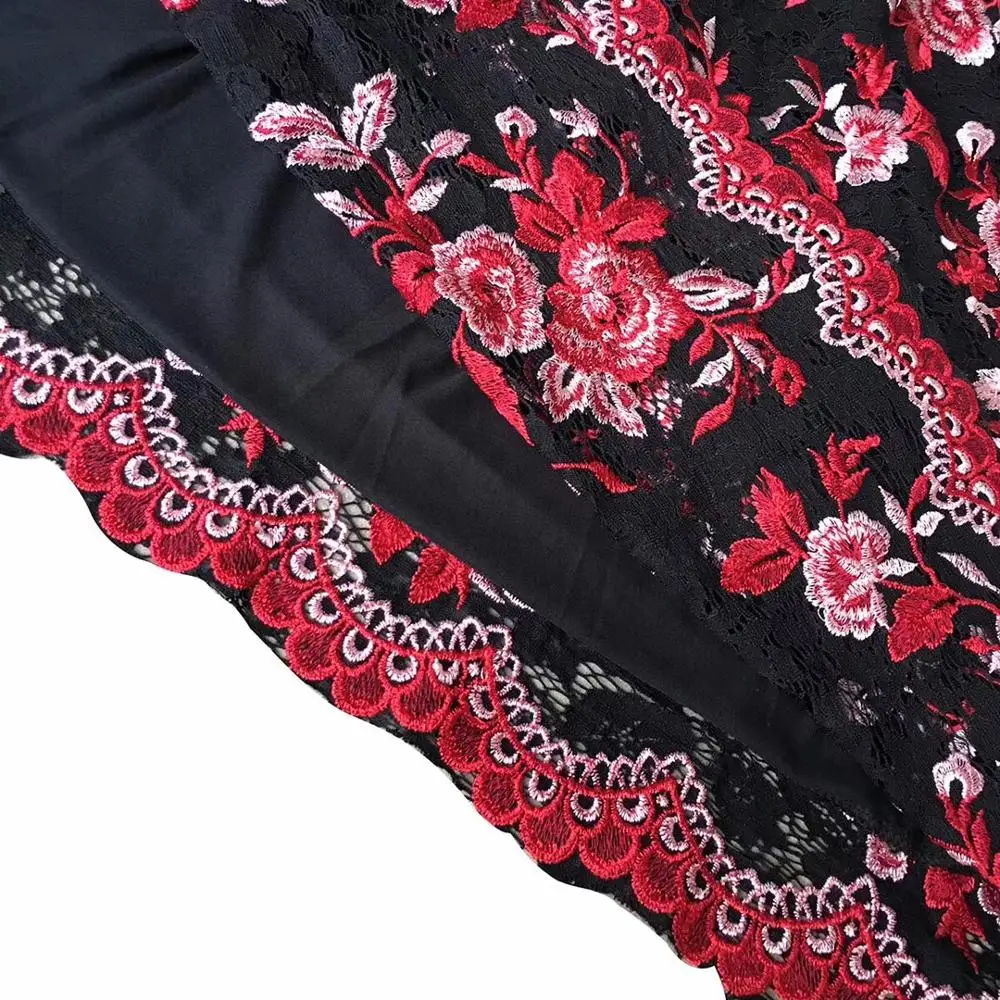 

2019 elegant embroidery flower women dresses African women's collect waist v-neck party dresses