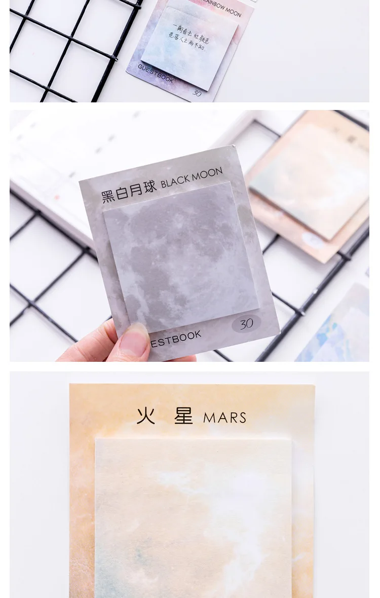 6 шт. планета memo pad Baeutiful блок самоклеящейся бумаги для записей декоративная Радуга Цвет Луна земля memo Канцтовары офисный школьный принадлежности DM341