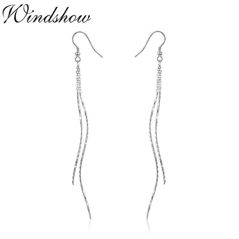 Серьги подвески женские из серебра 925 пробы с гравировкой|dangle long earrings|long drop earringslong