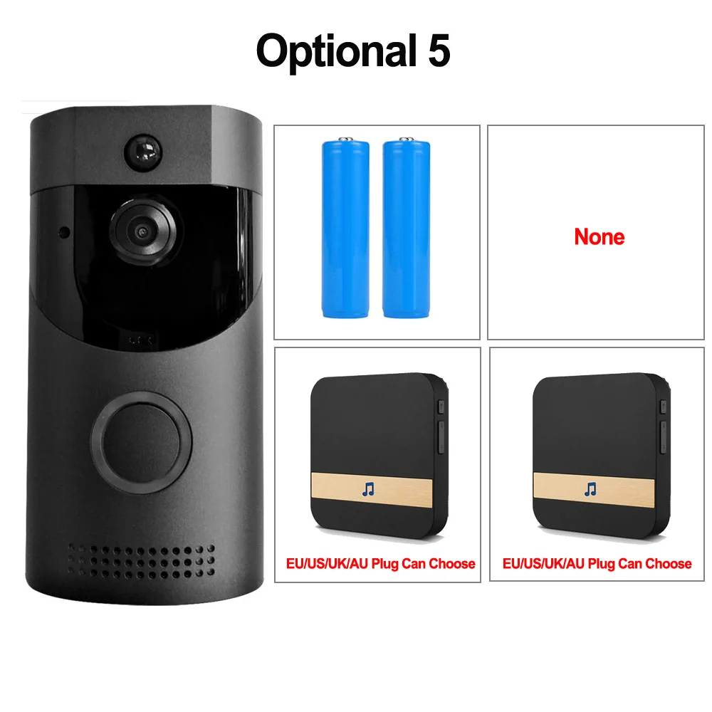 package5 CDYCAM Водонепроницаемый 720P HD беспроводной WiFi видео дверной звонок PIR дверной Звонок камера ночного видения двухсторонний аудио аккумулятор беспроводной дверной Звонок - Цвет: package5