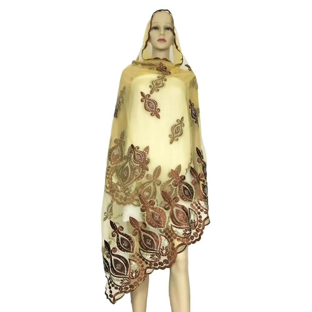 New african scarfs muslim plain embroidery women big net scarf for shawls pashmina CL050 | Тематическая одежда и униформа