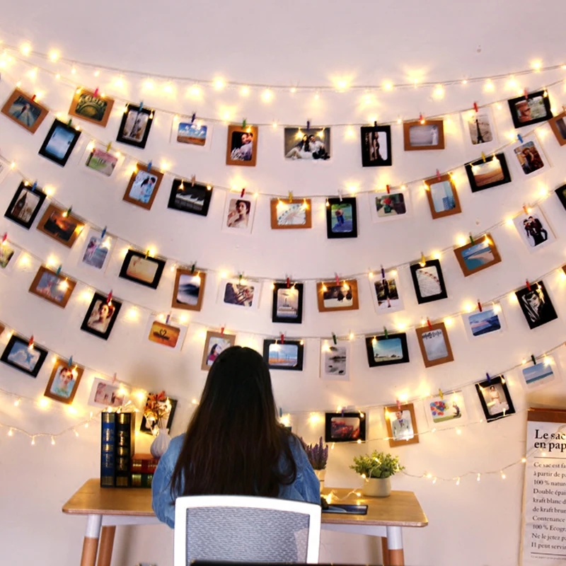 LED String Light 2M 20LEDs 3M 30LEDs Photo Card Wall Clip Fairy Home Christmas Holiday Decoration Battery Powered Lamps | Лампы и