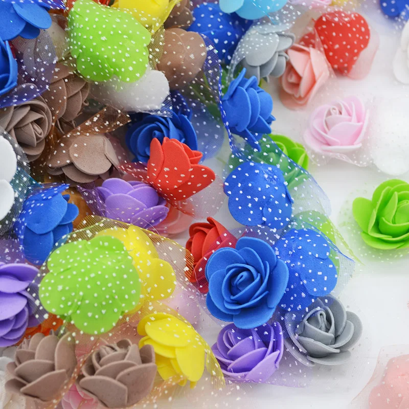 50 шт./лот 3 5 см PE Foam Rose многоразовая искусственная Цветочная головка ручной работы