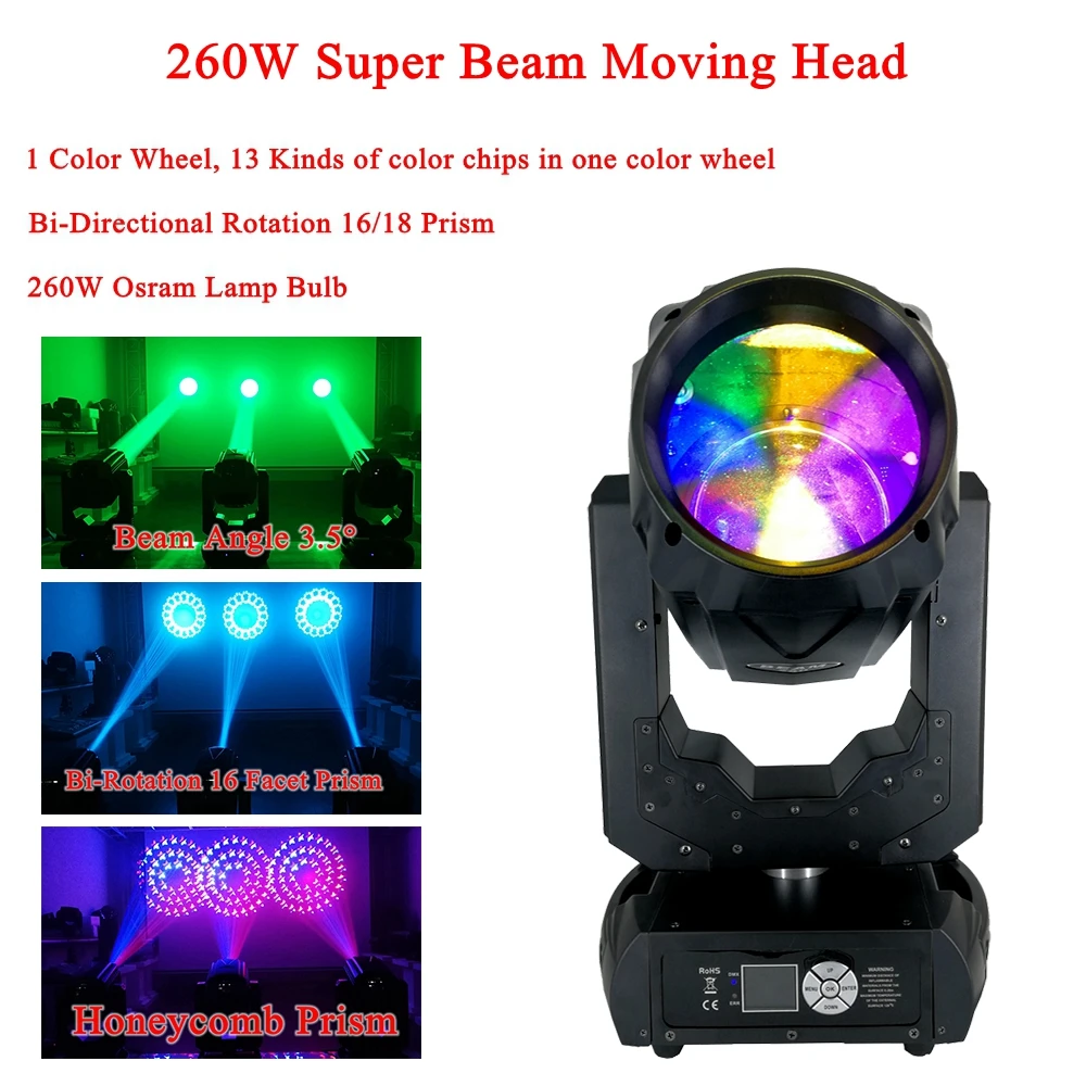 New 260W Super Beam Moving Head Light Lyre Beam Prism Gobo Zoom Strobe Professional LED Light For Stage Disco DJ Equipment
