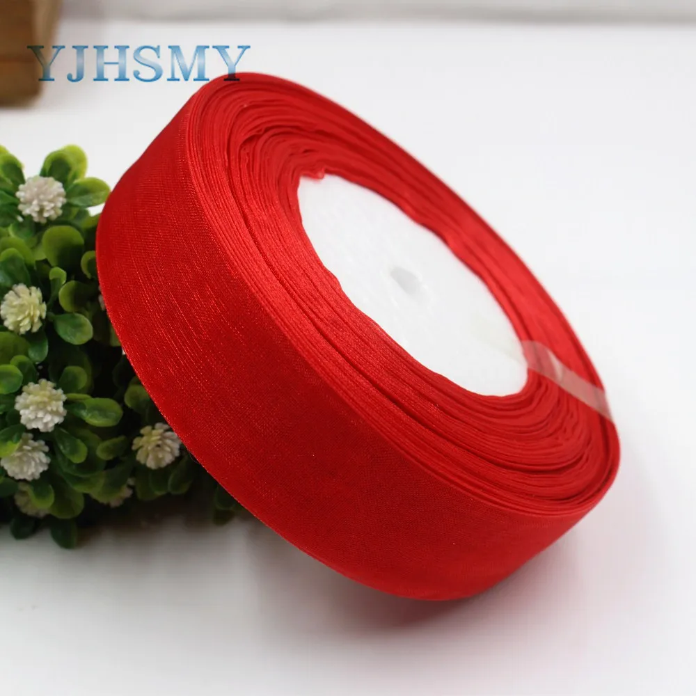 YJHSMY K-18615-25MM 1 рулон (50 ярдов) 25 мм чистый цвет прозрачная пряжа плетение Свадебные
