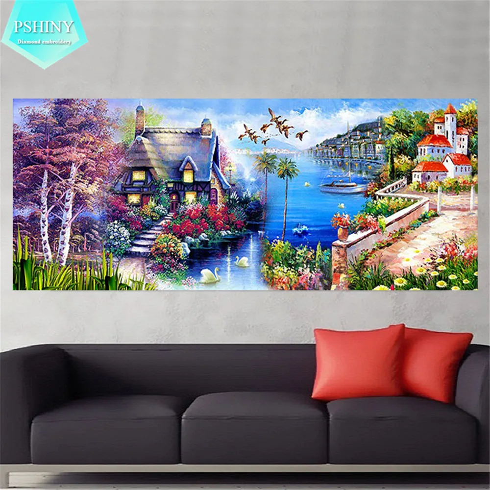 Алмазная вышивка PSHINY 5D для домашнего декора круглый бриллиант | Дом и сад