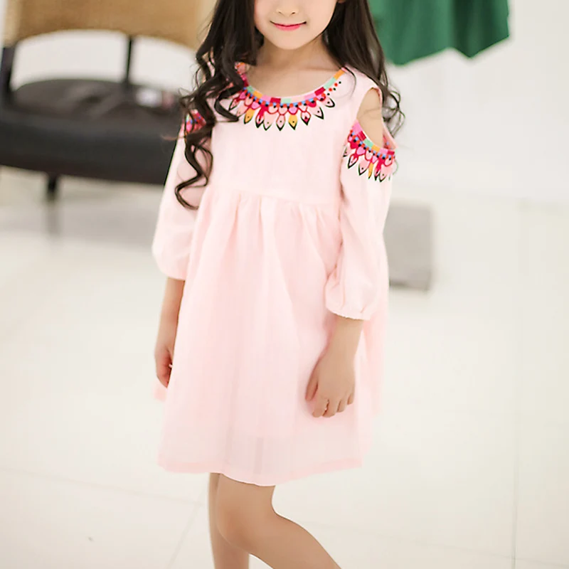 

Girls Dress Summer Dress Off Shoulder Short Sleeve Dresses Children Clothing 2-7Y Kids Girl 88 AN88