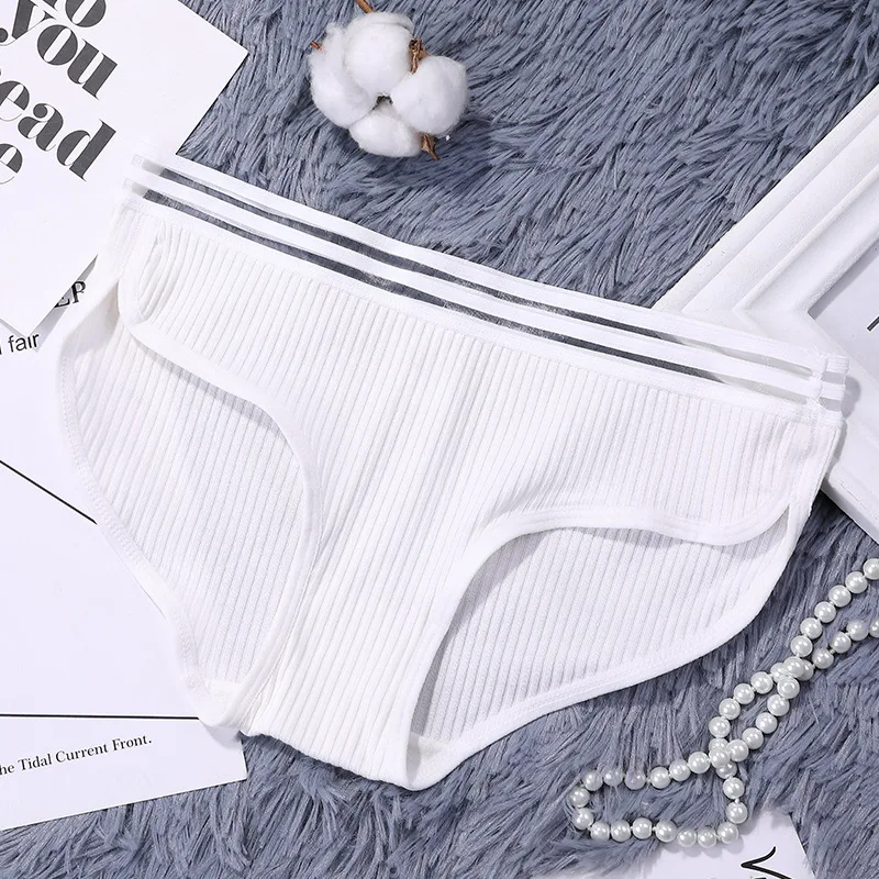 White BEFORW мода трусы женские Средняя талия Резьба нижнее белье сращивание твердый удобный трусы женское белье В полоску сексуальный трусы женские женское нижнее белье - Цвет: White
