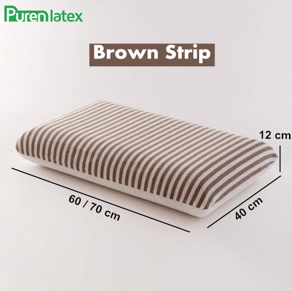Light Brown Strips PurenLatex медленный отскок давления большой подушки пены памяти Ортопедические защиты шеи шейки полосы постельные принадлежности подушки для спины - Цвет: Light Brown Strips