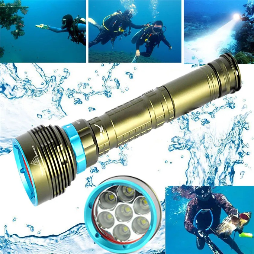 Супер подводный 200 м 20000LM 7x XM L2 светодиодный дайвинг фонарик 3X18650/26650 фонарь 170331|scuba