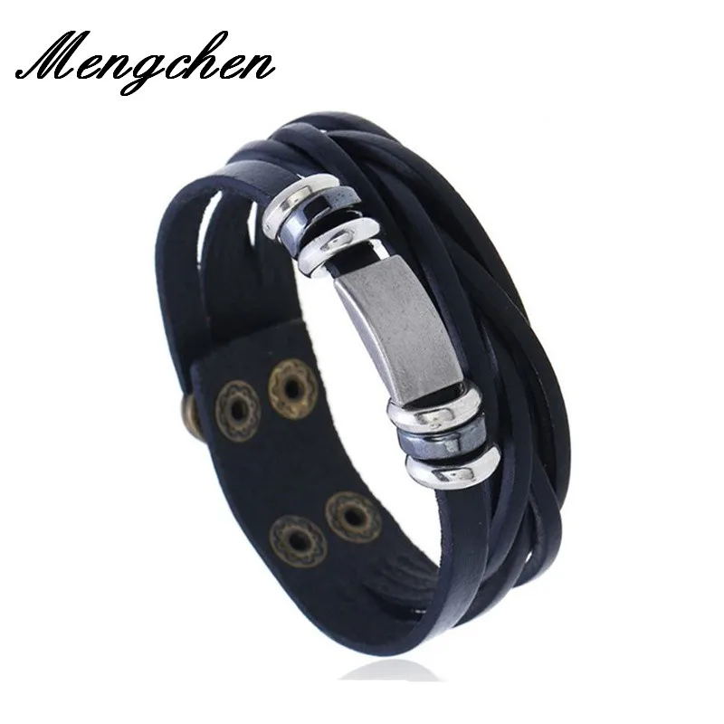

New Simple Leather Bracelet Men Jewelry Fashion Wrap Bracelets Male Bijoux Femme Wristband Punk Style Black Brown Unisex