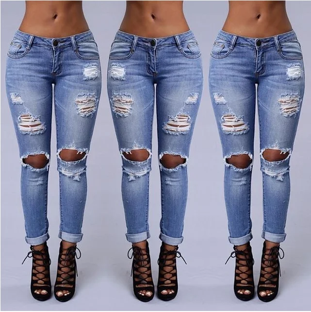 2019 Boyfriend Jeans Denim Pants New Worn Old Women Tight Waist Low Casual Fashion Personality Buttons Solid Color | Женская одежда