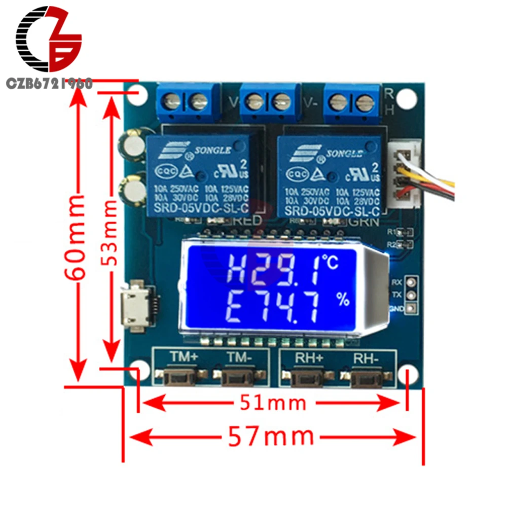 DC 6V 30V LCD цифровой термостат гумидистат регулятор температуры и влажности