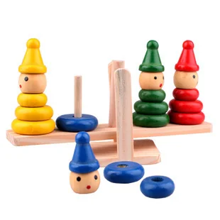 

Child mathematics teaching aids balancing wooden toy montessori teaching aids clown balance building blocks