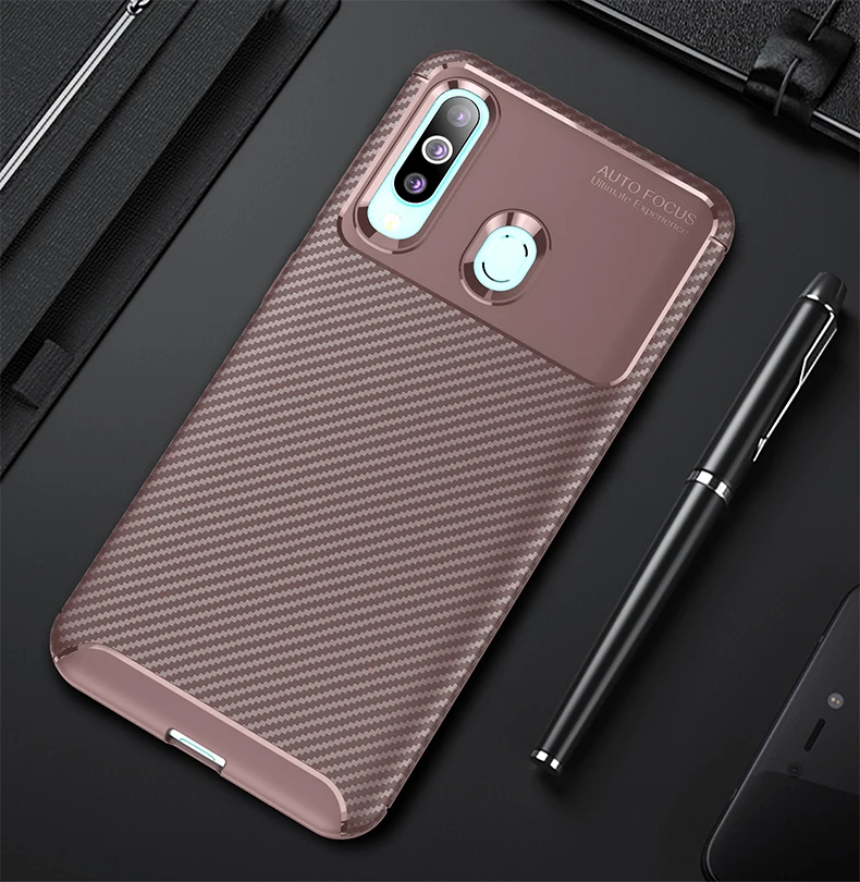 Чехол для Samsung Galaxy A60 роскошный чехол из углеродного волокна с защитой от падения