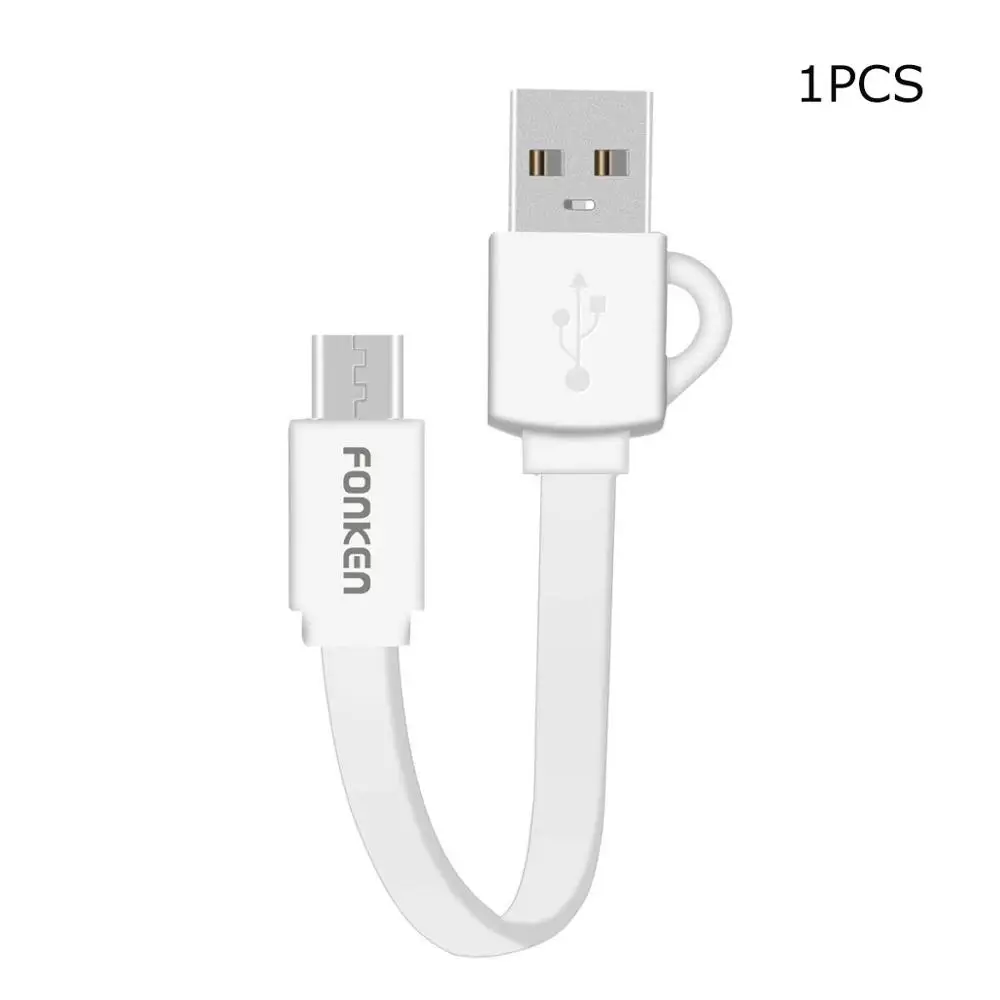 Кабель Micro USB FONKEN, короткий зарядный кабель для телефона, шнур 10 см, 0,1 А, кабель для зарядного устройства, М, провод для зарядки Microusb, мини-кабель для зарядного устройства - Цвет: Белый