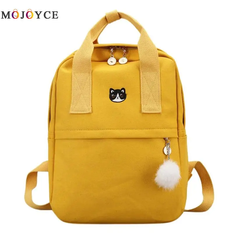Preppy Style Women Girls Canvas Backpack Teen Vintage Casual Shoulder School Backpack korean style Rucksack Mochila Feminina - Цвет: YELLOW