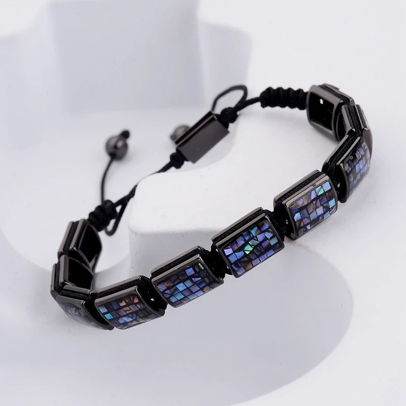 Женский браслет Amader квадратный из абалона с шариками 10 мм AB1241|bracelets for|beads bracelets for