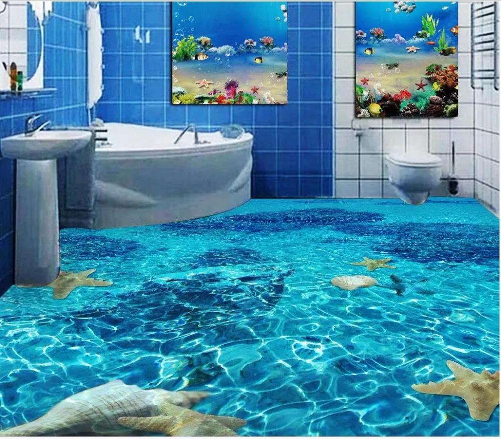 Beibehang Наклейки на стены пол 3 d пол гостиной обои водонепроницаемый самоклеющиеся ПВХ 3 d ванная комната 3d полы фото