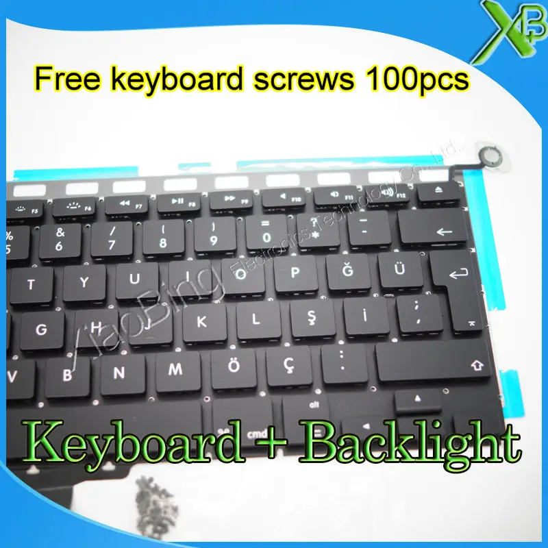 Brand New For MacBook Pro 13.3&quot A1278 TR Turkish Turkey keyboard+Backlight Backlit+100pcs keyboard screws 2008-2012 Years |