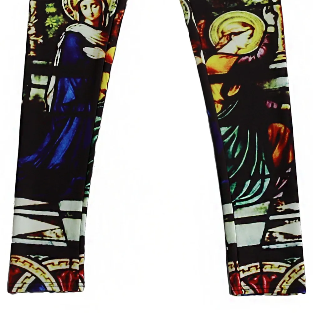 Пикантные эластичные штаны 3D цифровая печать церкви Крестный отец узор женские