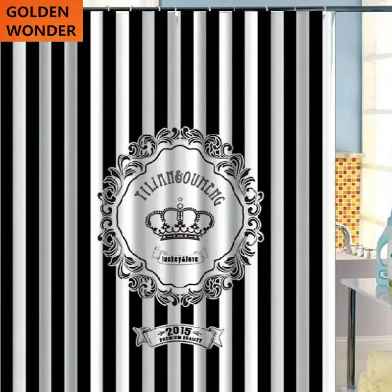 Занавеска для душа занавеска ванной комнаты с белыми и черными полосками штора