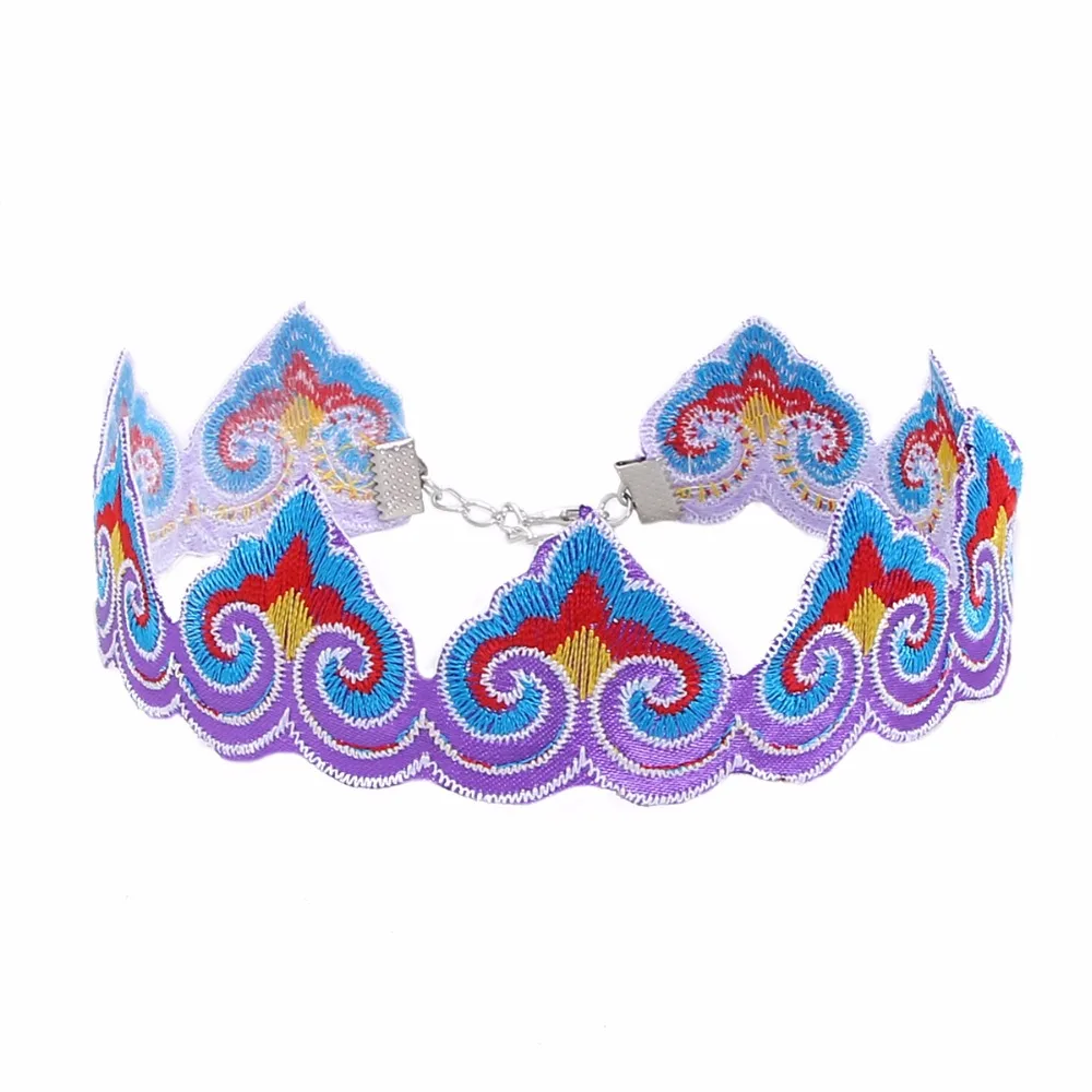 Four colors Embroidery Round Shape Charming Women Wonderful Choker Necklace Statement Gift 2017 New Arrival N4162 | Украшения и