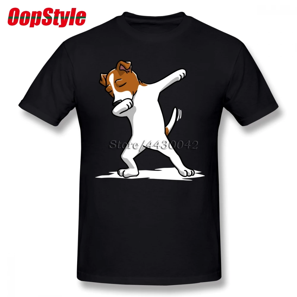 Funny Dabbing Jack Russell Terrier Dog T-shirt For Men Dropshipping Summer Short Sleeve Cotton Plus Size Custom Team Tee 4XL 5XL | Мужская