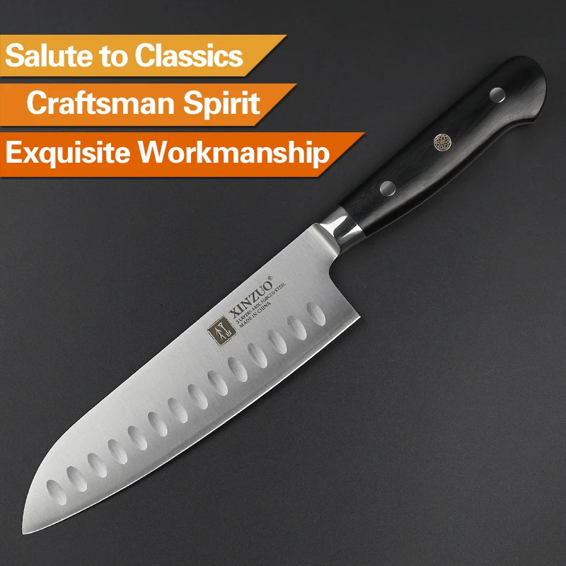 XINZUO 3 шт. Кухня Ножи Набор Утилита Santoku шеф повар ножи слоя 440C одетый Сталь