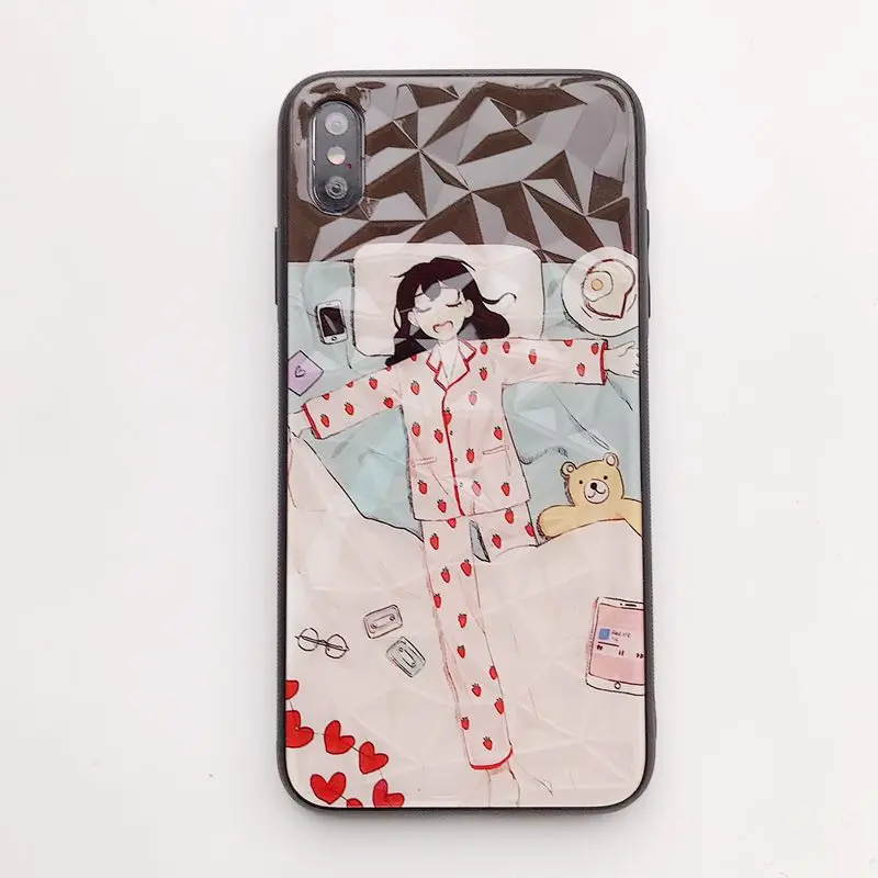Cartoon diamond pattern for iPhone7 8 6plus 7 plus 8plus phone case Phone x xs xr max soft shell back cover |