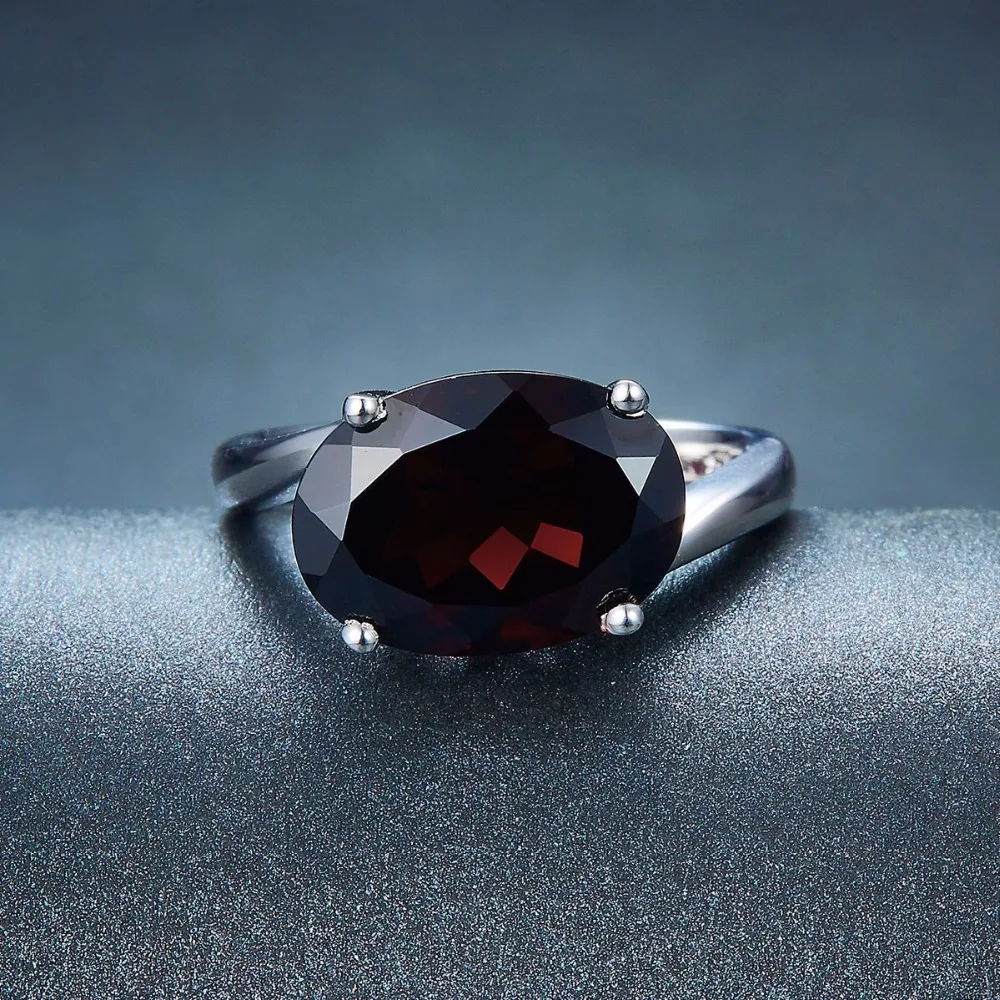HUTANG 6.02ct Природный Черный гранат кольца твердые 925 пробы Серебряное кольцо Овальный Драгоценный Камень Изящные Ювелирные изделия для женщин подарок
