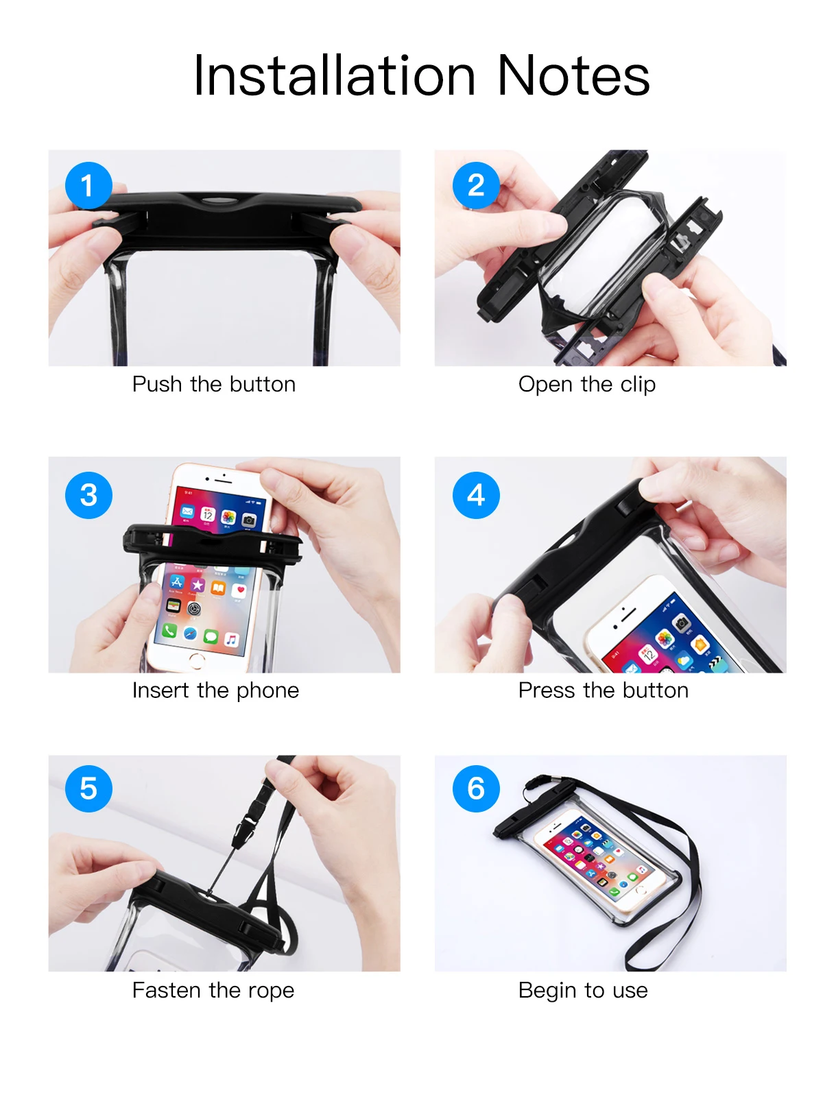 ANMONE Waterproof Smartphone Case Full View Underwater Pouch Transparent Dry Bags Swimming Diving Hiking Water Proof Covers