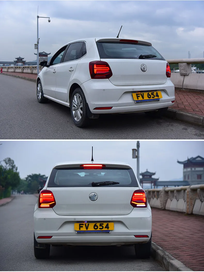 Автомобильный Стайлинг для Volkswagen POLO 2011- светодиодная динамическая движущаяся Поворотная сигнальная задняя подсветка задний фонарь стоп-лампа противотуманная лампа задняя лампа