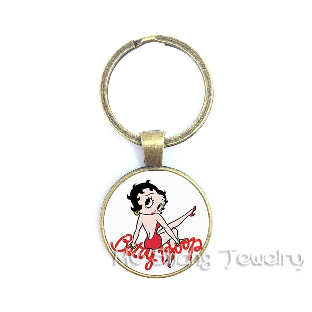 Новинка года Betty Boop брелоки милый мультфильм Античная бронза с покрытием брелок кольцо ювелирные изделия Сексуальная Betty Boop брелок для ключей