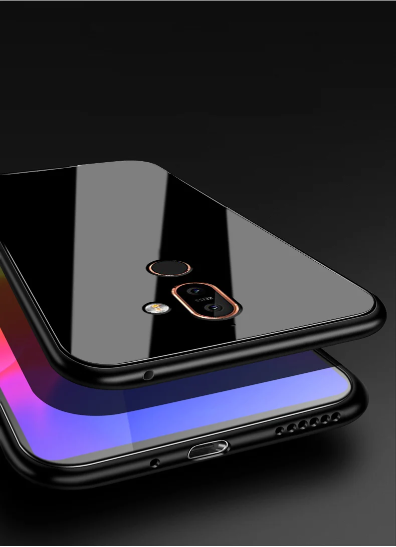 Стеклянный чехол для Nokia 7 Plus/X7, силиконовая рамка из ТПУ+ черная стеклянная крышка, аксессуар для Nokia 7,1 Plus, чехол для Nokia 8,1, Fundas