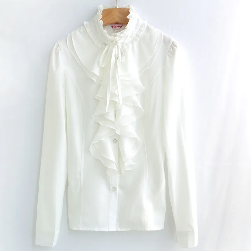 Блузка женская белая с воротником стойкой|plus size blouses|plus blouse womenblouses plus |