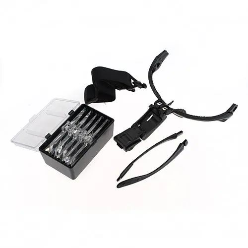 Headband Magnifying Glass Eye Repair Magnifier 2 LED Light 1.0/1.5/2.0/2.5/3.5X 5PC Glasses Loupe Optical Lens jeweler watchmak |