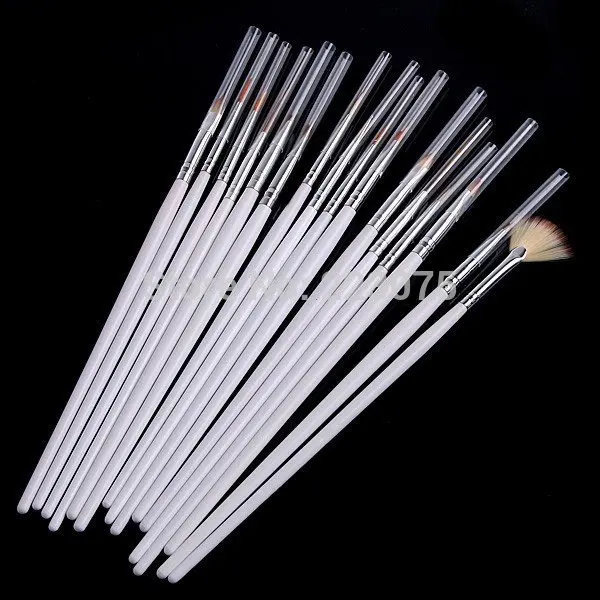 Продажа волнистых волос 16 шт. Белый Nail Art кисти набор кисточек для макияжа ногтей