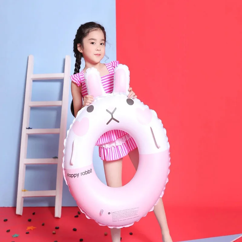 Kids Cartoon Swimming Ring With Handle Brown Bear Kenai Rabbit Float Children Inflatable Pool Toys Child Gift Summer Fun |