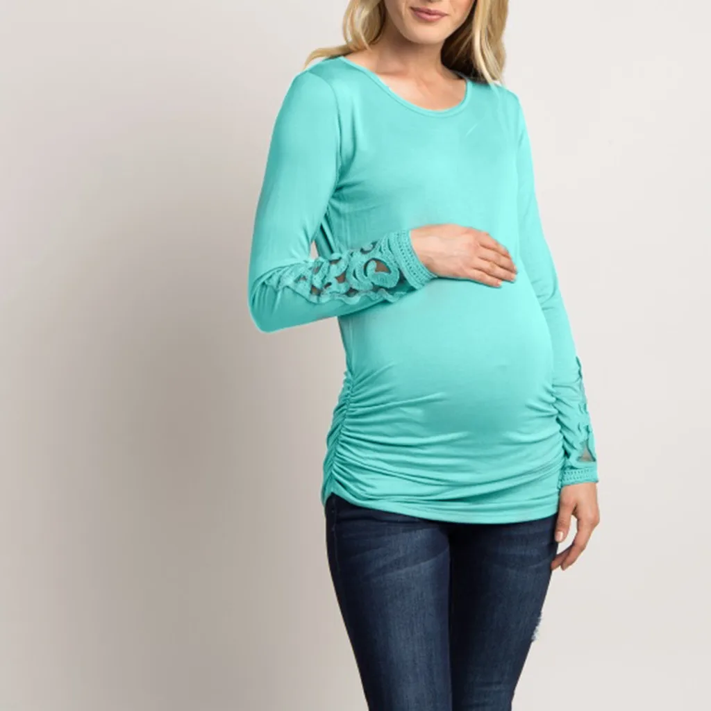 Новинка, женская одежда для мам и беременных, блуза, ropa de mujer, кружевная Повседневная сетчатая рубашка для кормления грудью, кормящих матерей, с длинными рукавами