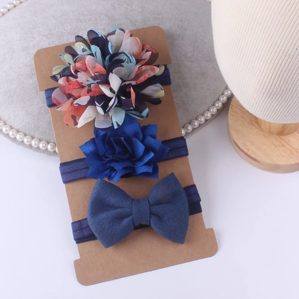 New 3pcs/set Baby Girl Bows Hair Accessories Chiffon Flower Headband Bow knot Party Princess Dress Decoration High Quality