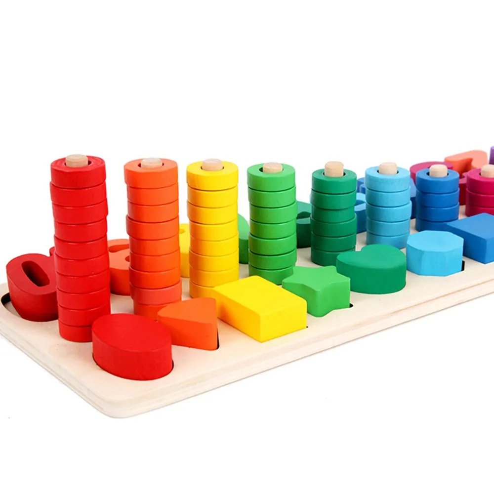 Children Wooden Digital Shape Montessori Materials Learning To Count Numbers Education Matching Match Early Teaching Math Toys | Игрушки и