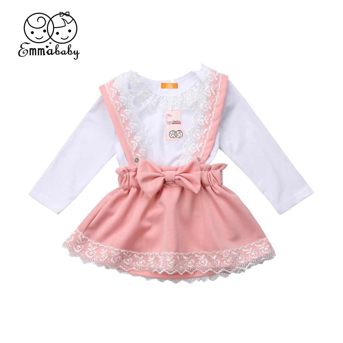 2 шт. для новорожденных маленьких девочек кружевной топ с длинными рукавами