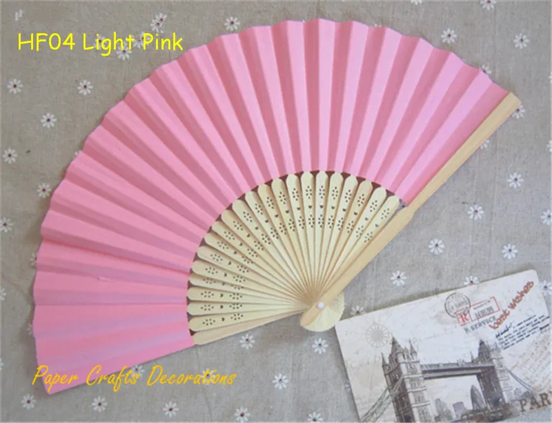 HF04 Light Pink 10 шт./партия 8,25 дюймов = 21 см складные бумажные бамбуковые вееры пастельные наружные Свадебная вечеринка украшения для мероприятий - Цвет: HF04 Light Pink