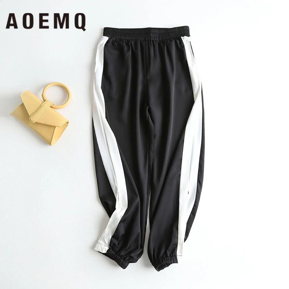 AQEMQ модные штаны с эластичной резинкой спортивные лосины PE летние брюки в полоску