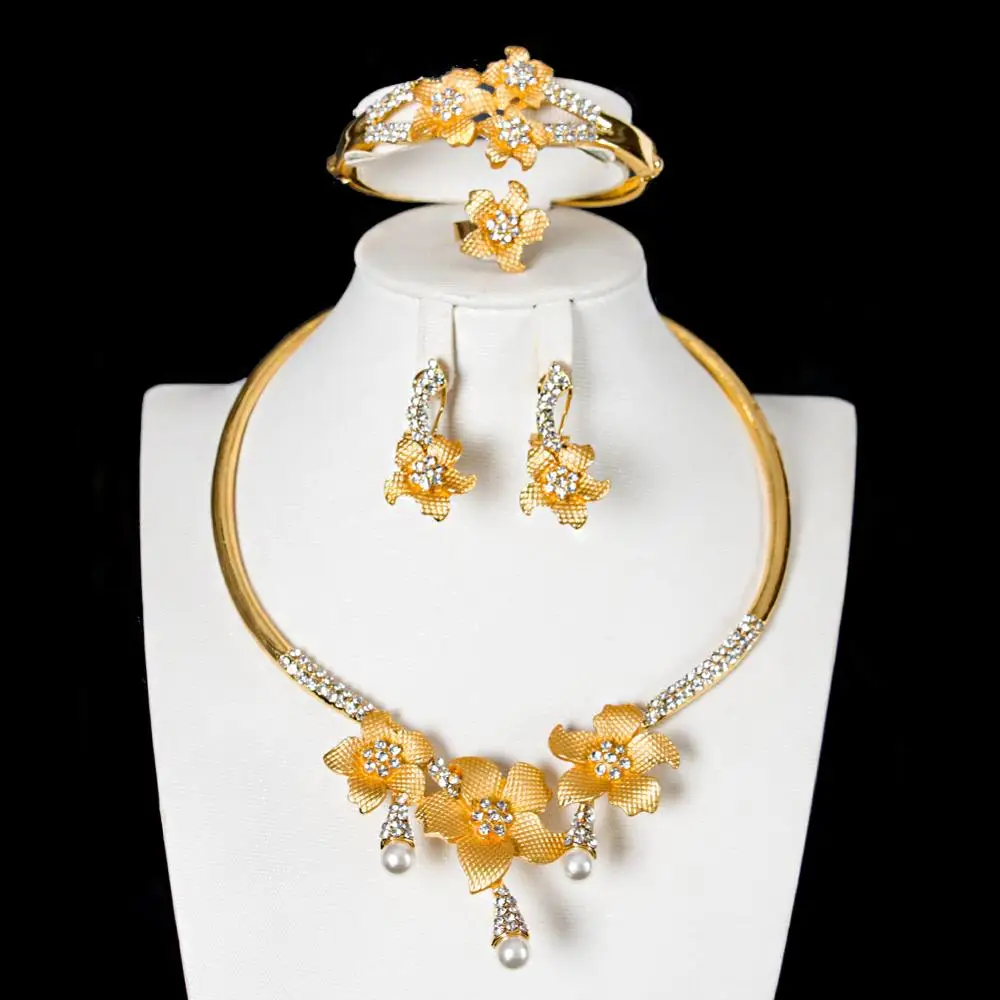 Parure Bijoux Femme нигерийские Свадебные украшения красивые цветы серьги с жемчугом